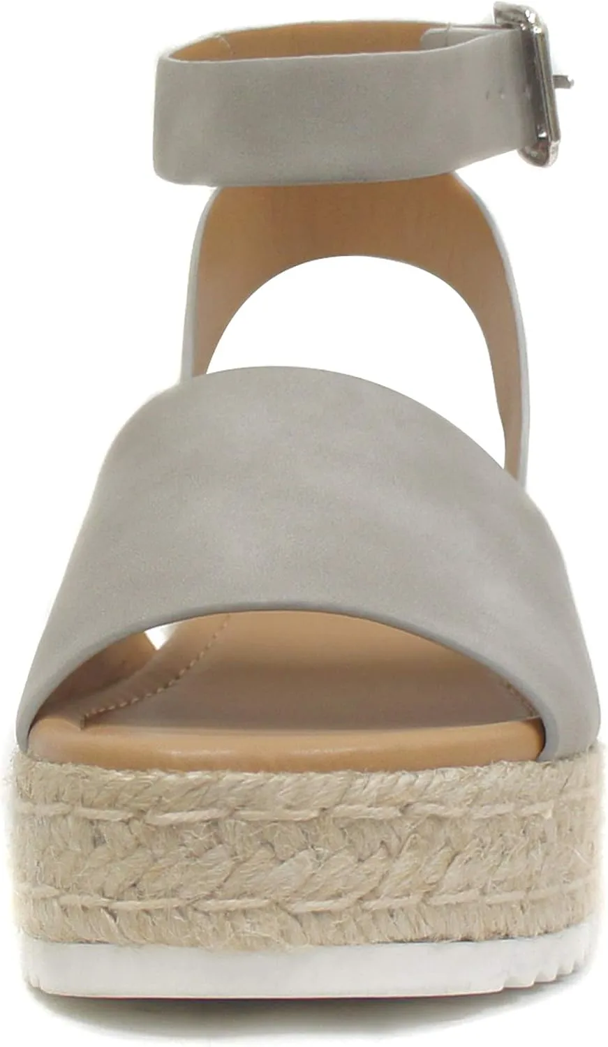 Soda Topic Open Toe Buckle Ankle Strap Espadrilles Flatform Wedge Casual Sandal