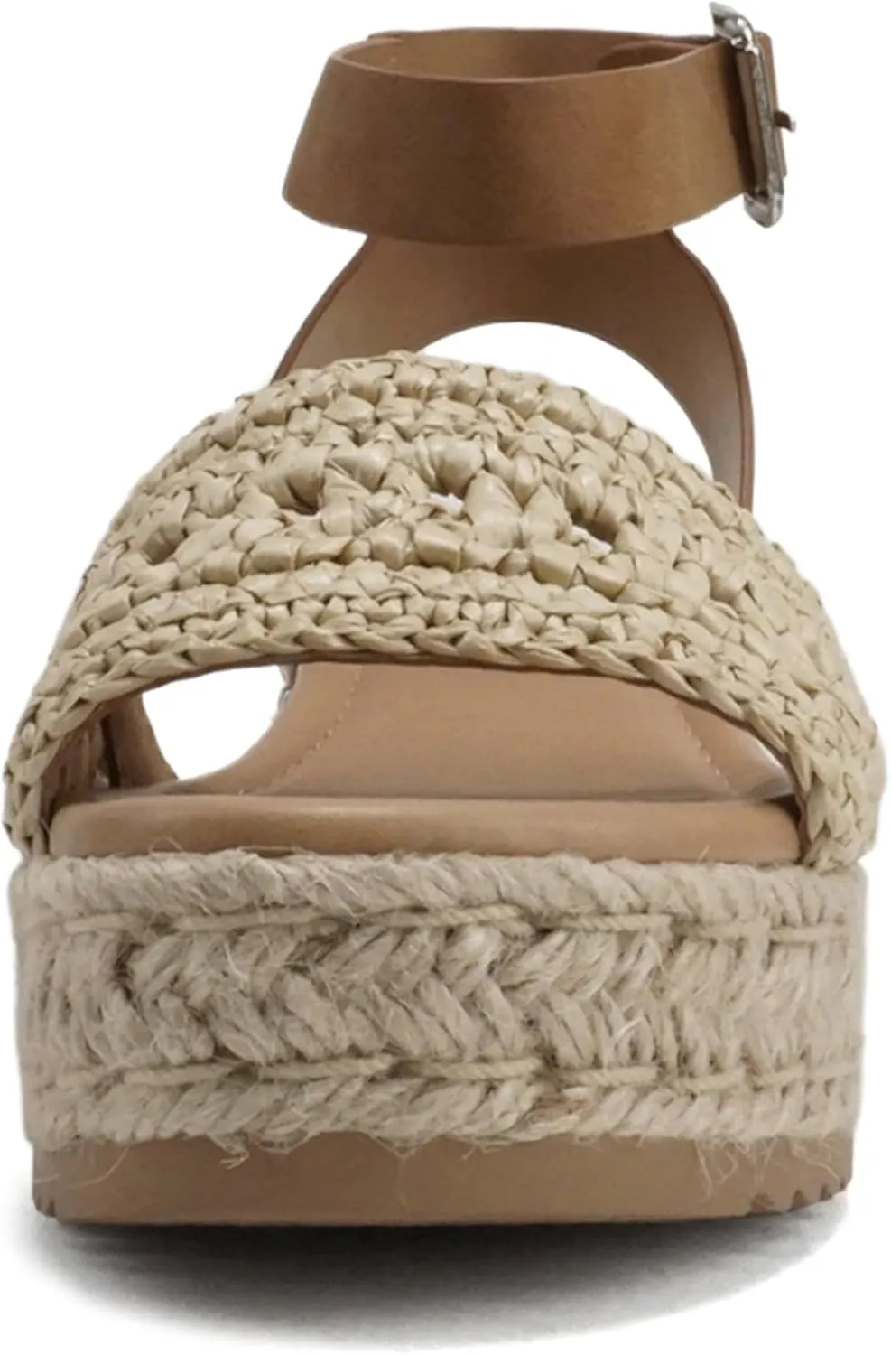 Soda Topic Open Toe Buckle Ankle Strap Espadrilles Flatform Wedge Casual Sandal