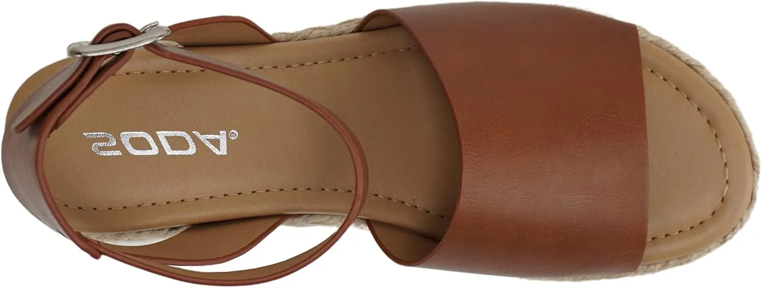 Soda Topic Open Toe Buckle Ankle Strap Espadrilles Flatform Wedge Casual Sandal