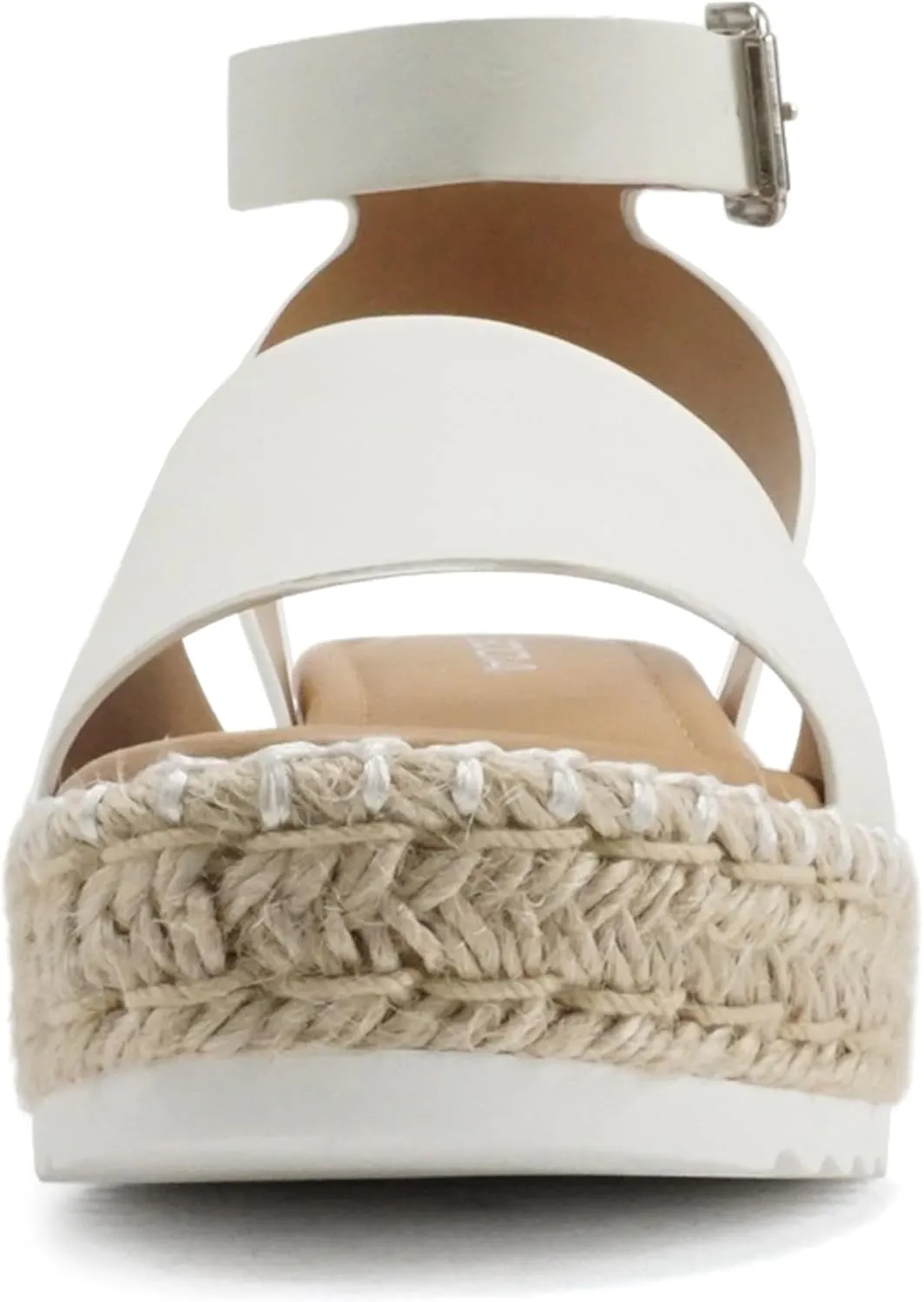 Soda Topic Open Toe Buckle Ankle Strap Espadrilles Flatform Wedge Casual Sandal