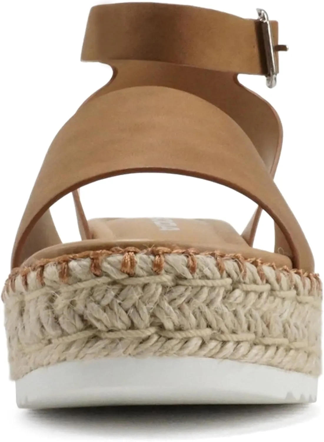 Soda Topic Open Toe Buckle Ankle Strap Espadrilles Flatform Wedge Casual Sandal