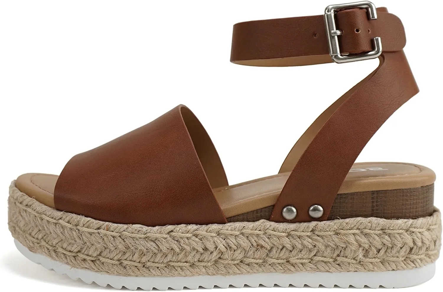 Soda Topic Open Toe Buckle Ankle Strap Espadrilles Flatform Wedge Casual Sandal