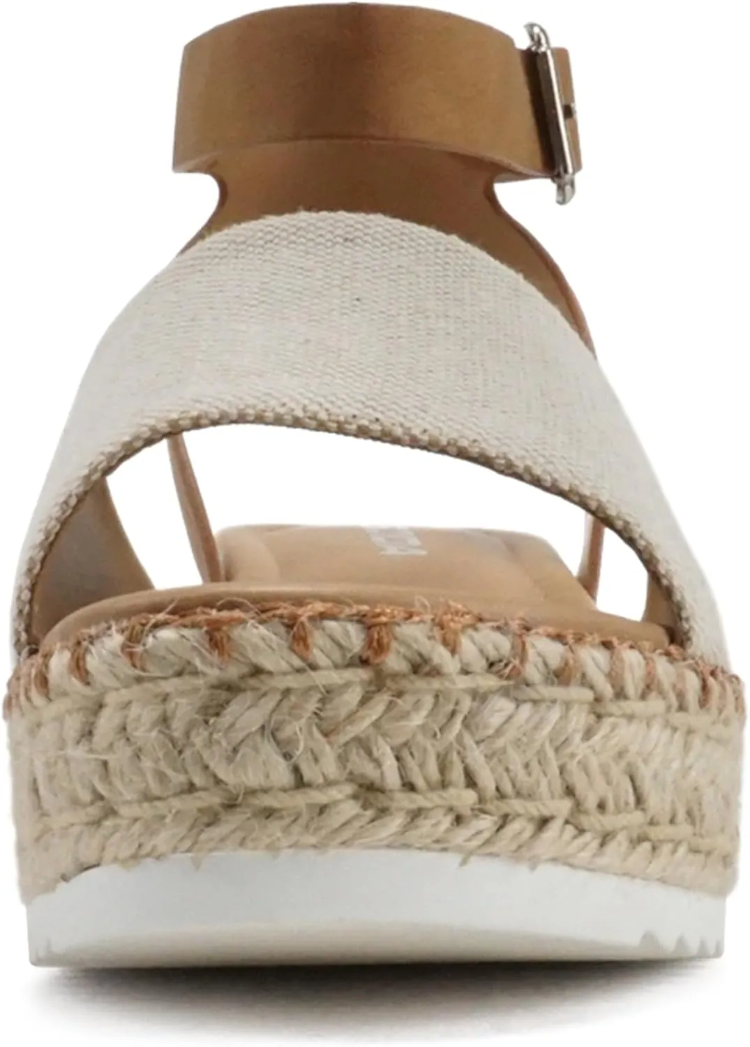 Soda Topic Open Toe Buckle Ankle Strap Espadrilles Flatform Wedge Casual Sandal