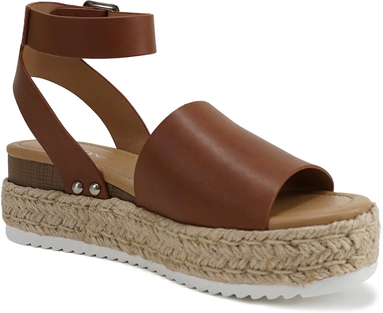 Soda Topic Open Toe Buckle Ankle Strap Espadrilles Flatform Wedge Casual Sandal