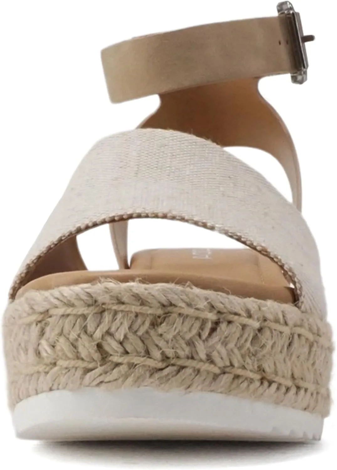 Soda Topic Open Toe Buckle Ankle Strap Espadrilles Flatform Wedge Casual Sandal