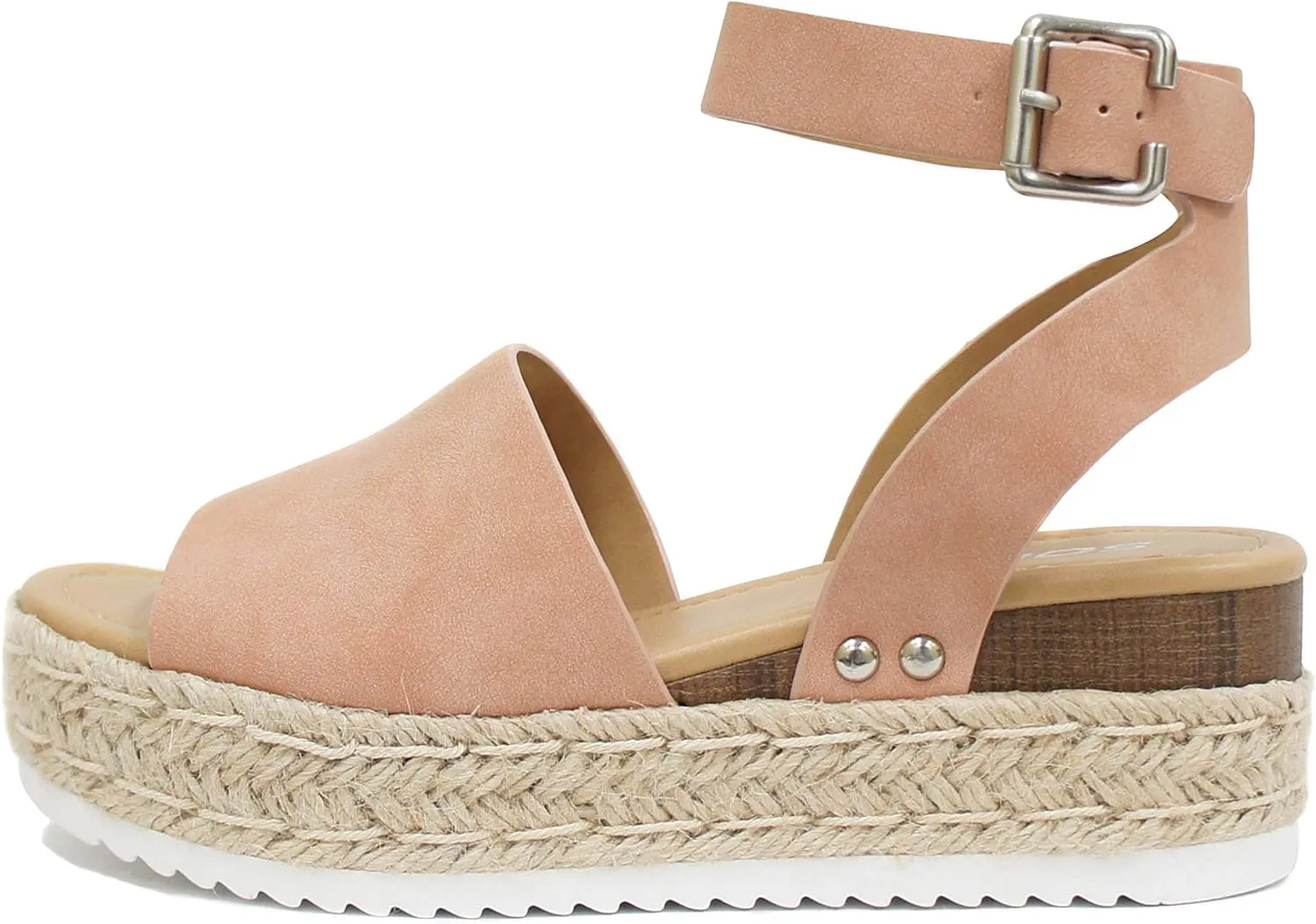 Soda Topic Open Toe Buckle Ankle Strap Espadrilles Flatform Wedge Casual Sandal