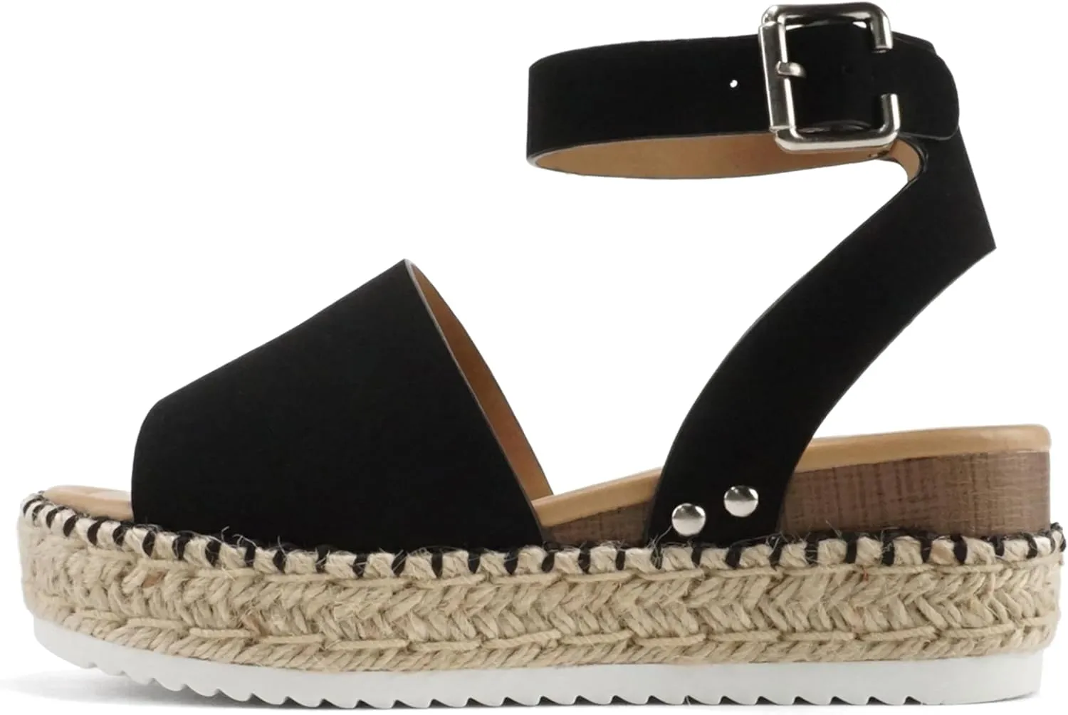 Soda Topic Open Toe Buckle Ankle Strap Espadrilles Flatform Wedge Casual Sandal
