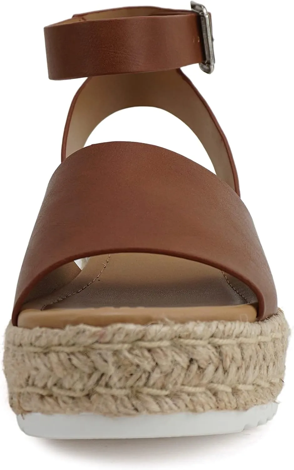 Soda Topic Open Toe Buckle Ankle Strap Espadrilles Flatform Wedge Casual Sandal