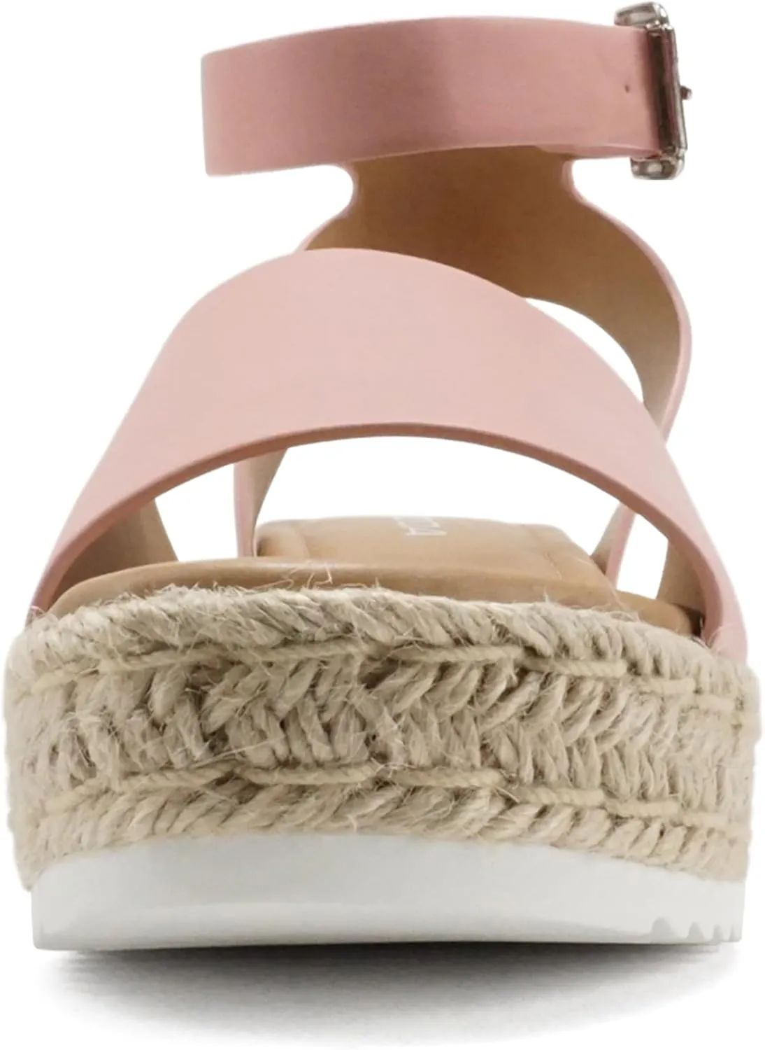 Soda Topic Open Toe Buckle Ankle Strap Espadrilles Flatform Wedge Casual Sandal