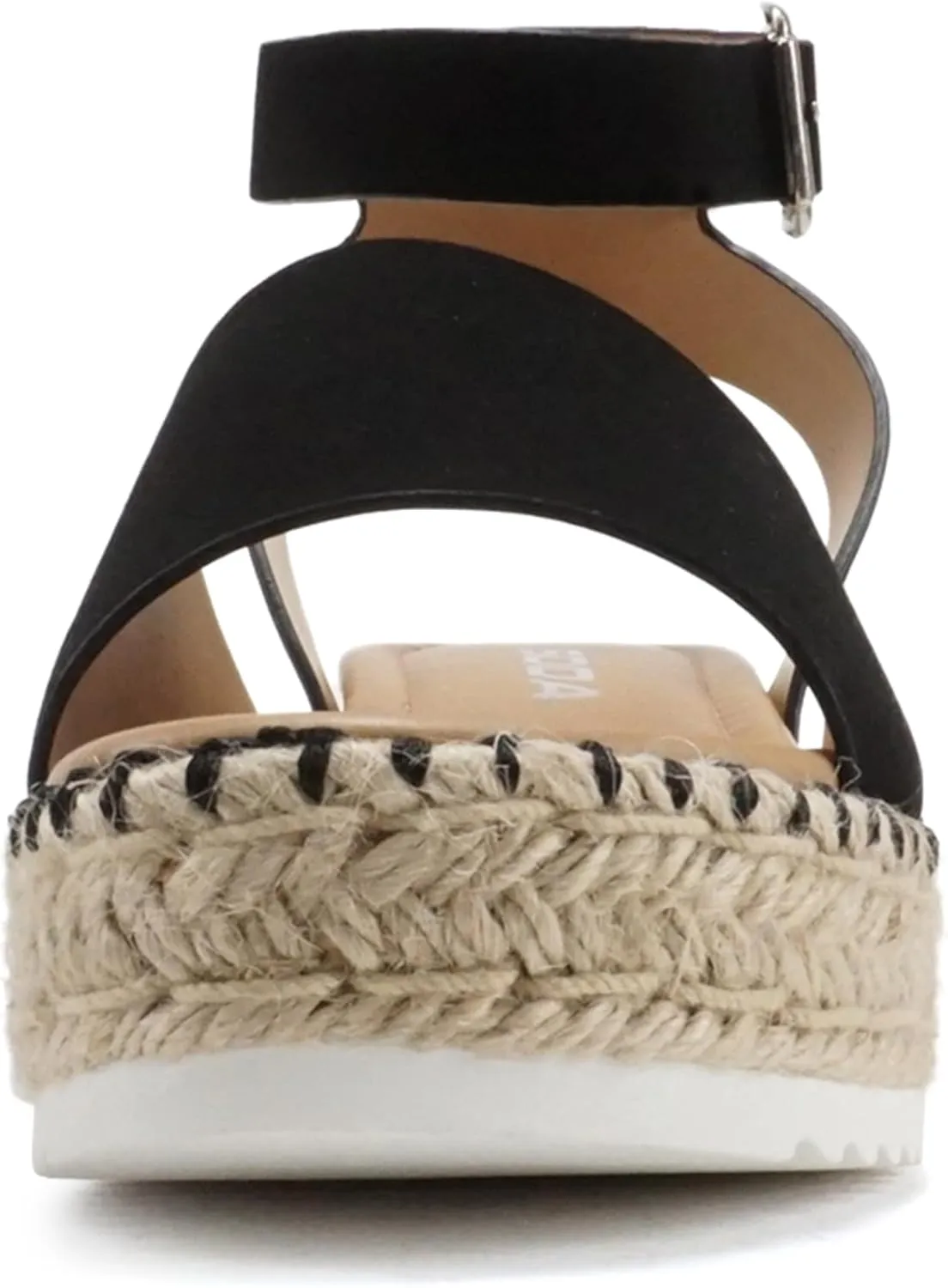 Soda Topic Open Toe Buckle Ankle Strap Espadrilles Flatform Wedge Casual Sandal
