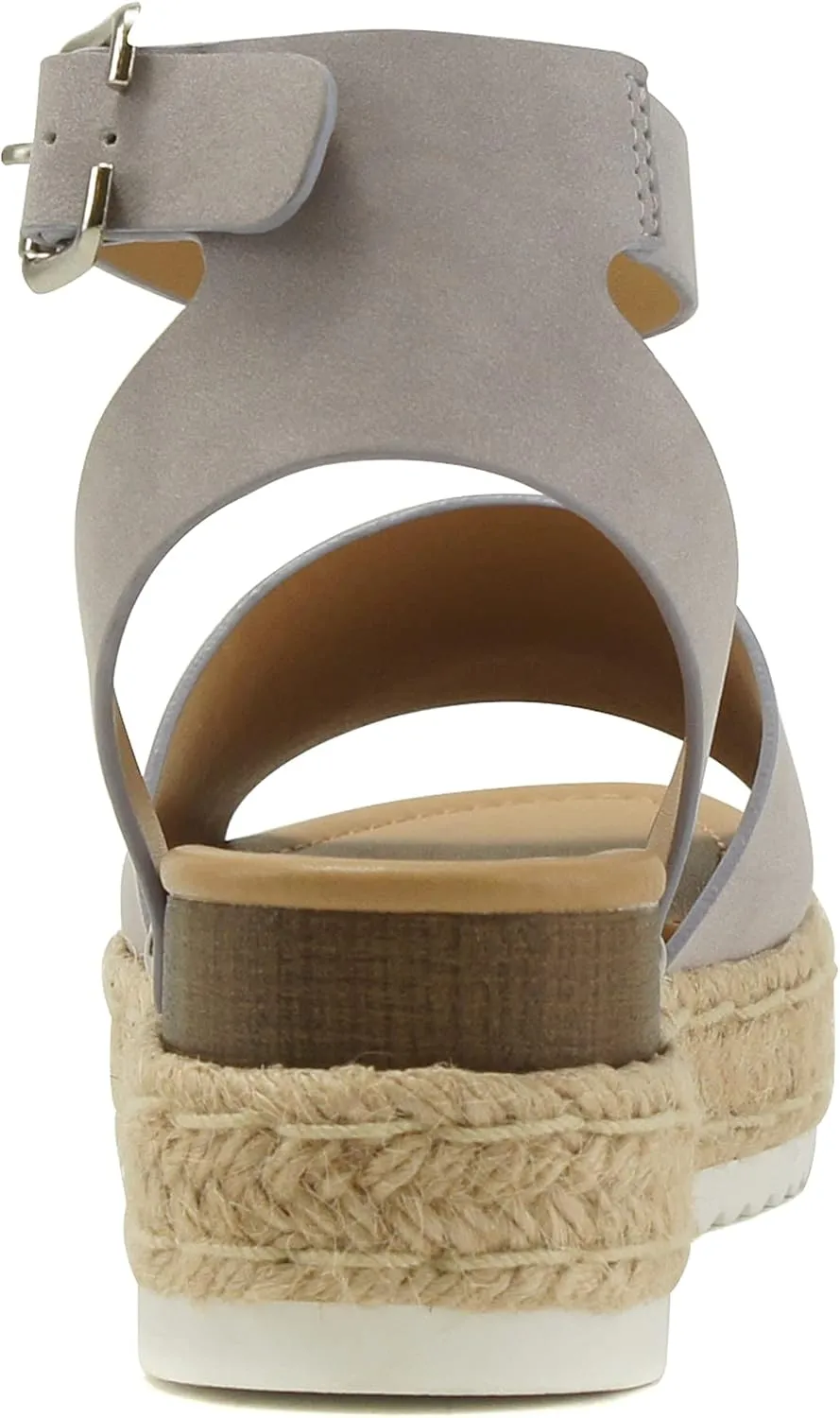Soda Topic Open Toe Buckle Ankle Strap Espadrilles Flatform Wedge Casual Sandal