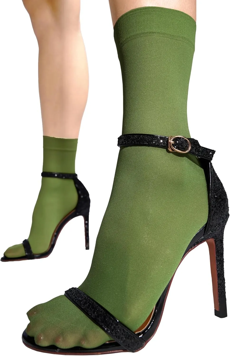 sofsy 40 Den All-Day Comfort – Italian-Made Semi Sheer Ankle Socks for Women | Anti-Slip Colored Nylon Crew Boots Socks
