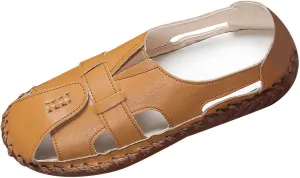 Soft Comfortable Sandals for Women Summer Casual Closed Toe Hollow Out Slip On Loafers Flat Fisherman Sandal Comfy Cute Breathable Orthopedic Beach Cowhide Loafers Comfort Driving Shoes