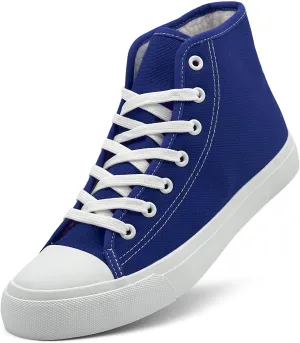 soofylia Womens High Top Canvas Sneakers,Unisex Fashion Lace-up Fuzzy Canvas Shoes,Casual Tennis Walking Shoes for Men
