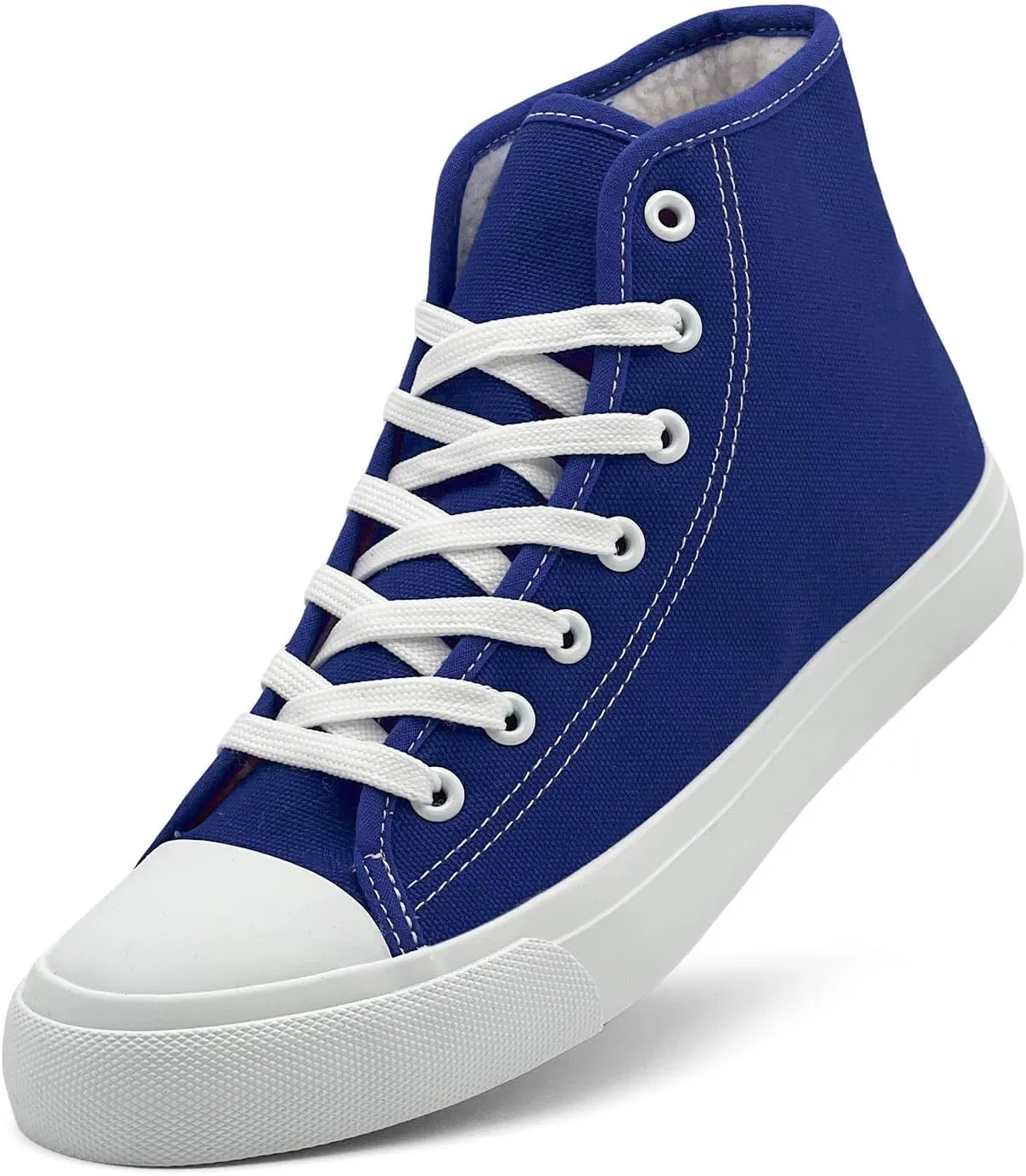 soofylia Womens High Top Canvas Sneakers,Unisex Fashion Lace-up Fuzzy Canvas Shoes,Casual Tennis Walking Shoes for Men