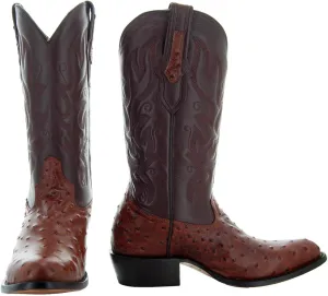 Soto Boots Men's Ostrich Print Cowboy Boots, Exotic Print Men's Cowboy Boots, Western Boots For Men H7002