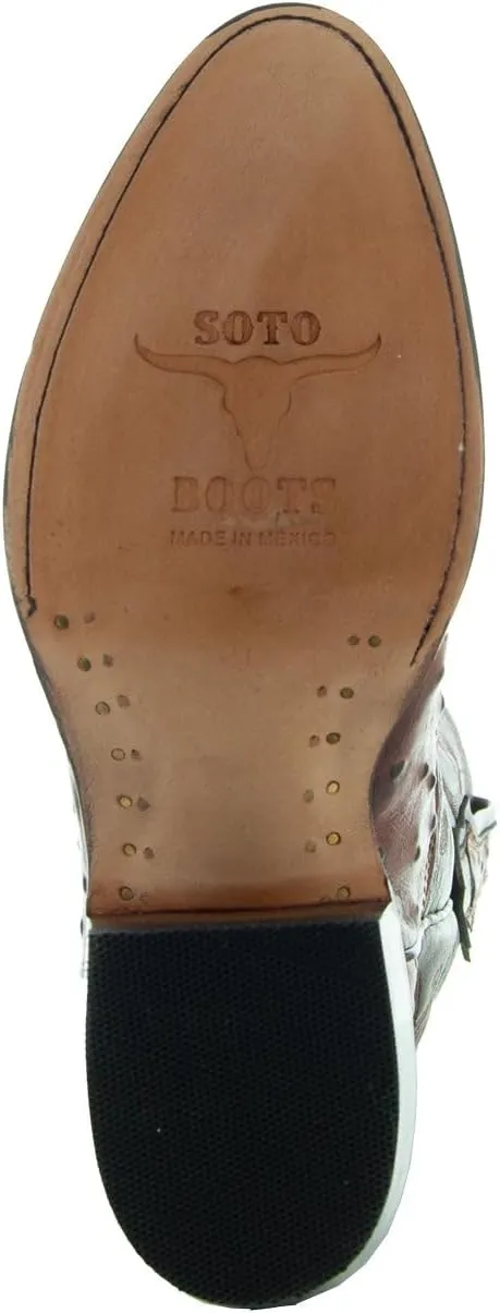 Soto Boots Men's Ostrich Print Cowboy Boots, Exotic Print Men's Cowboy Boots, Western Boots For Men H7002
