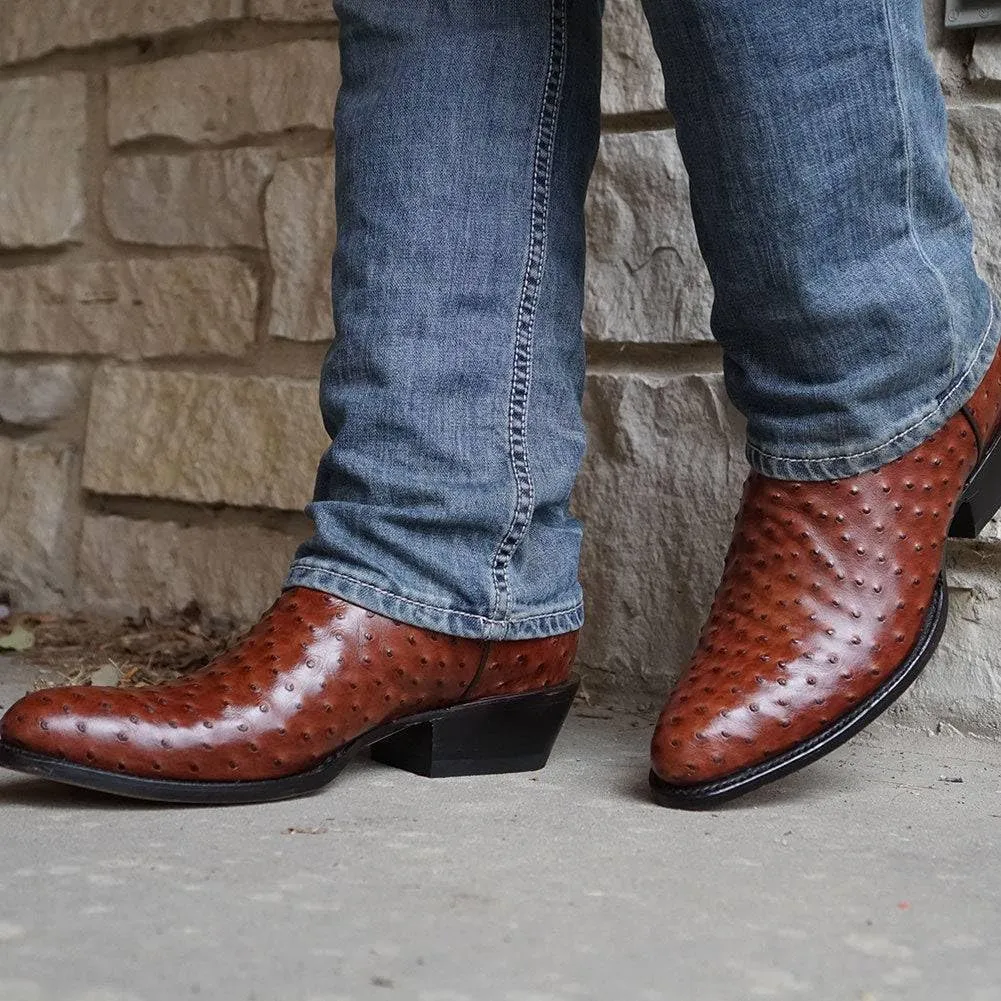 Soto Boots Men's Ostrich Print Cowboy Boots, Exotic Print Men's Cowboy Boots, Western Boots For Men H7002