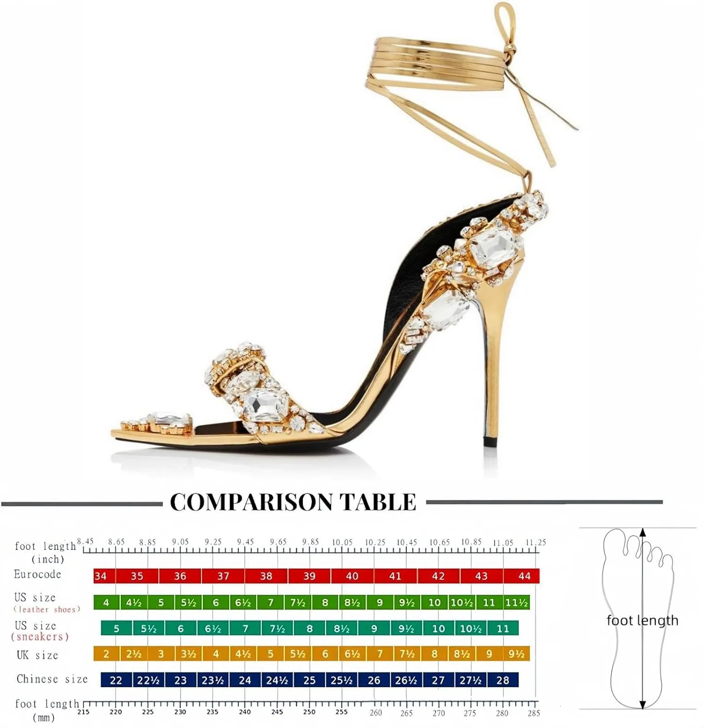 Sparkly Rhinestone Stiletto Heels Sandals for Women, Lace Up Backless Pointed Open Toe Wrap Around Strappy Heeled Sexy Summer Wedding Party Prom Dress Shoes