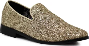 SPK04 Men's Vintage Glitter Dress Loafers Slip On Shoes Classic Tuxedo Dress Shoes