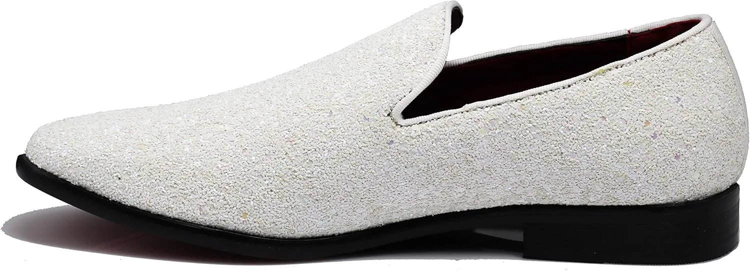 SPK04 Men's Vintage Glitter Dress Loafers Slip On Shoes Classic Tuxedo Dress Shoes
