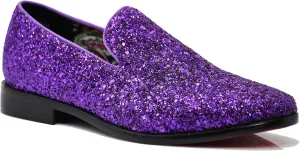 SPK04 Men's Vintage Glitter Dress Loafers Slip On Shoes Classic Tuxedo Dress Shoes
