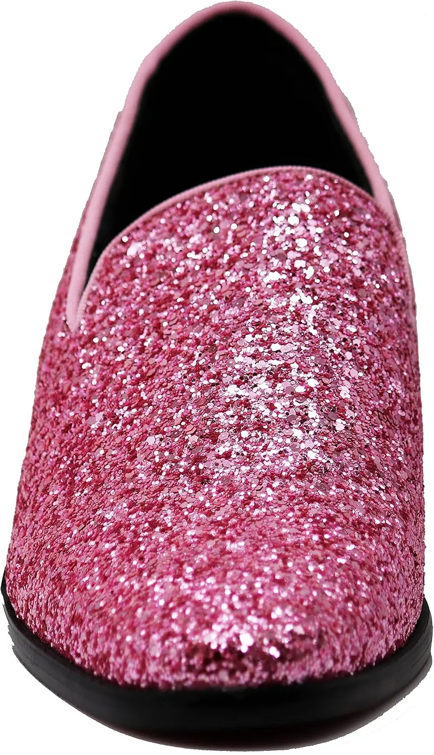 SPK04 Men's Vintage Glitter Dress Loafers Slip On Shoes Classic Tuxedo Dress Shoes