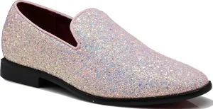SPK04 Men's Vintage Glitter Dress Loafers Slip On Shoes Classic Tuxedo Dress Shoes