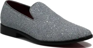 SPK04 Men's Vintage Glitter Dress Loafers Slip On Shoes Classic Tuxedo Dress Shoes