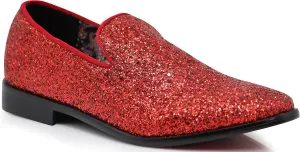 SPK04 Men's Vintage Glitter Dress Loafers Slip On Shoes Classic Tuxedo Dress Shoes