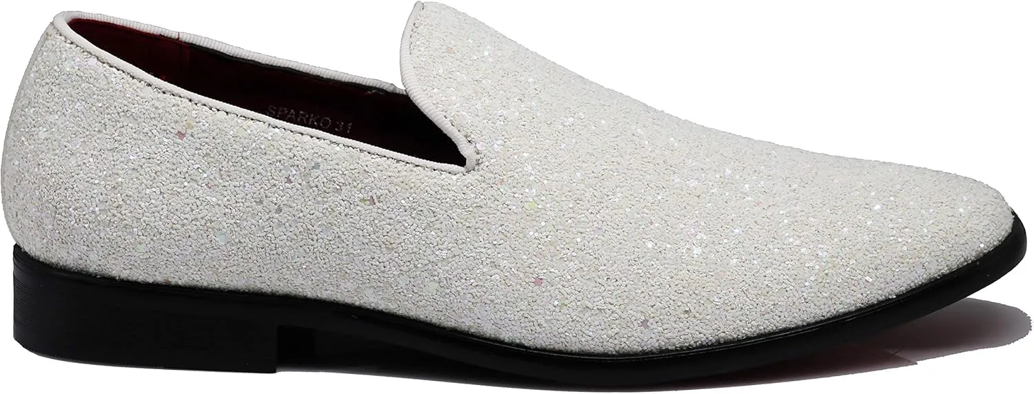 SPK04 Men's Vintage Glitter Dress Loafers Slip On Shoes Classic Tuxedo Dress Shoes