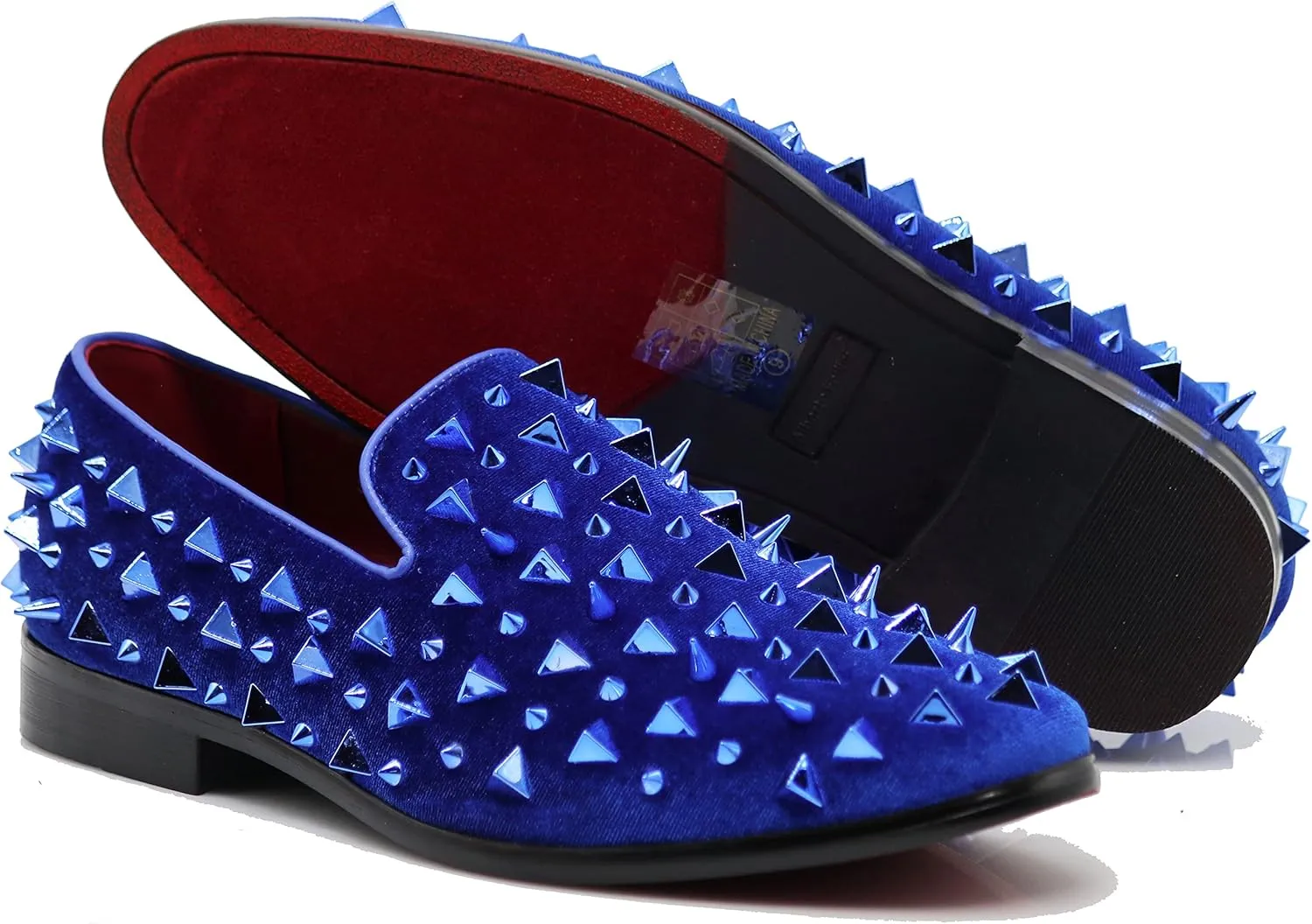 SPK16 Men's Vintage Spike Dress Loafers Slip On Fashion Shoes Classic Tuxedo Dress Shoes