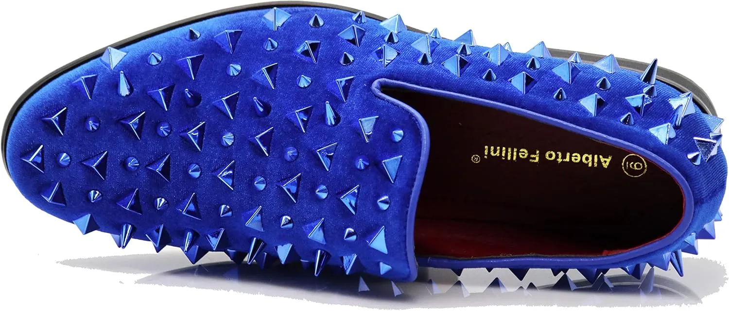 SPK16 Men's Vintage Spike Dress Loafers Slip On Fashion Shoes Classic Tuxedo Dress Shoes