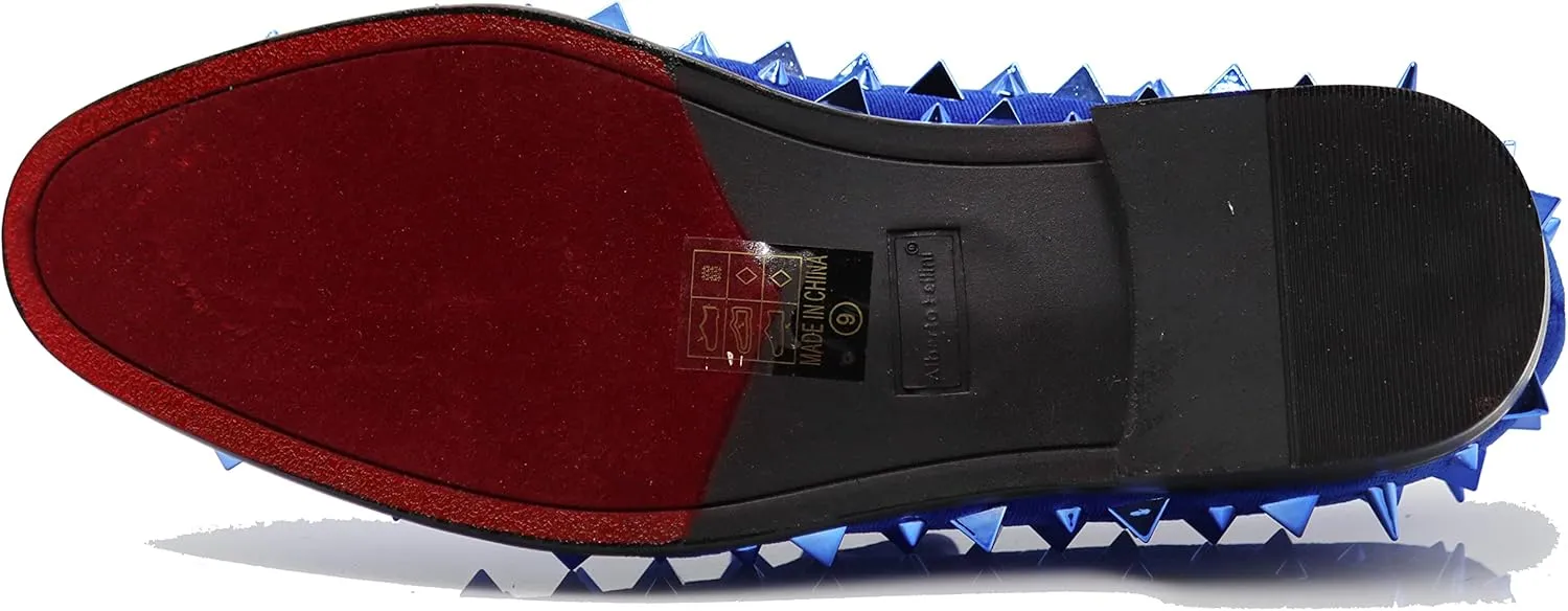 SPK16 Men's Vintage Spike Dress Loafers Slip On Fashion Shoes Classic Tuxedo Dress Shoes