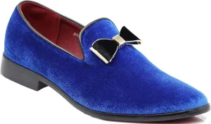 SPK23 Men's Vintage Bow Tie Velvet Dress Loafers Slip On Fashion Shoes Classic Tuxedo Formal Shoes