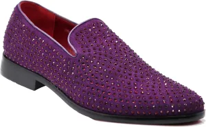 SPK26 Men's Vintage Velvet Rhinestone Designer Dress Loafers Slip On Shoes Classic Tuxedo Dress Shoes