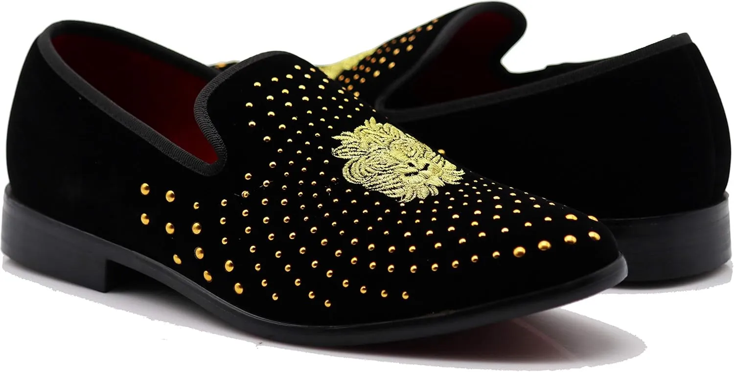SPK26 Men's Vintage Velvet Rhinestone Designer Dress Loafers Slip On Shoes Classic Tuxedo Dress Shoes