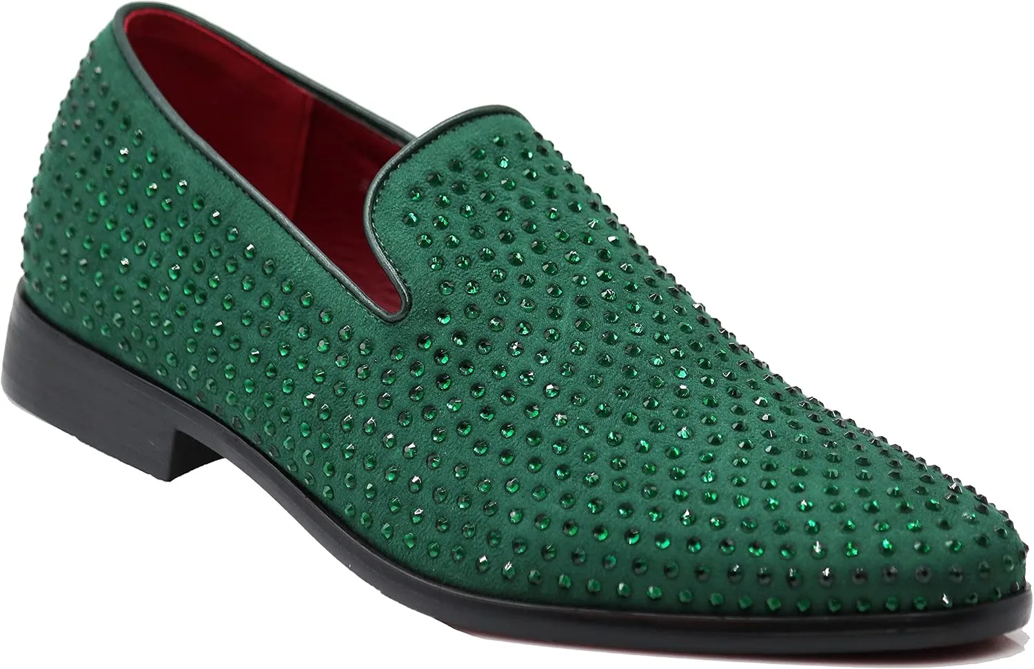 SPK26 Men's Vintage Velvet Rhinestone Designer Dress Loafers Slip On Shoes Classic Tuxedo Dress Shoes