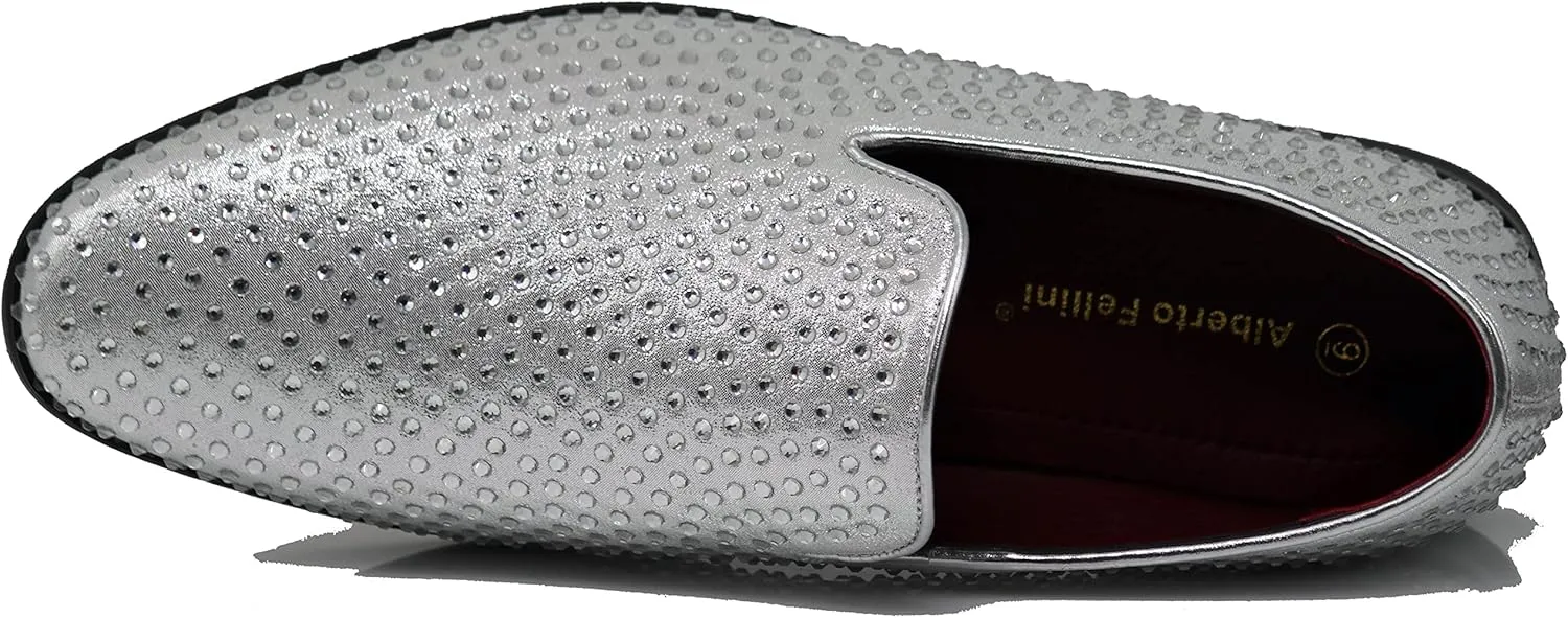 SPK26 Men's Vintage Velvet Rhinestone Designer Dress Loafers Slip On Shoes Classic Tuxedo Dress Shoes