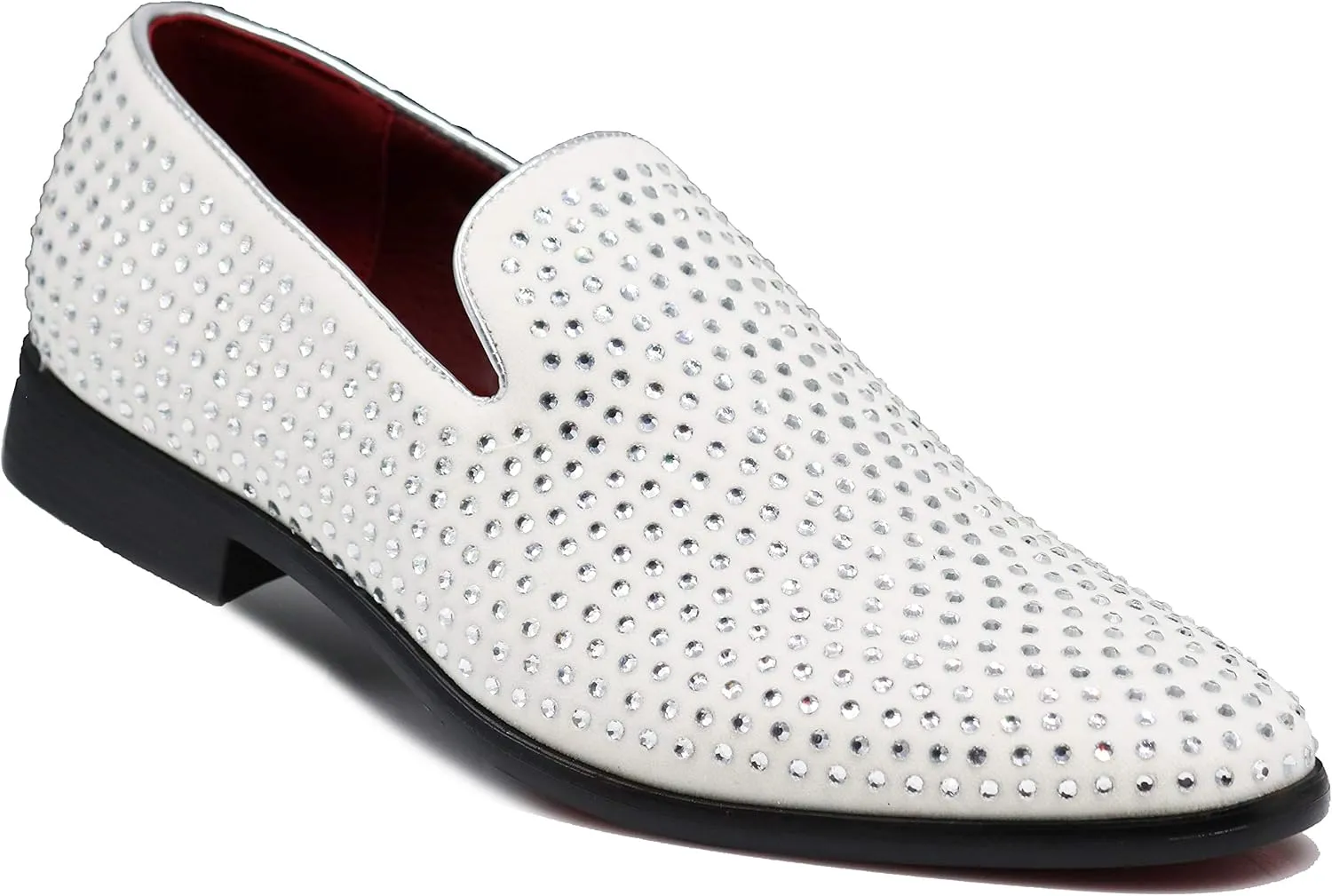 SPK26 Men's Vintage Velvet Rhinestone Designer Dress Loafers Slip On Shoes Classic Tuxedo Dress Shoes
