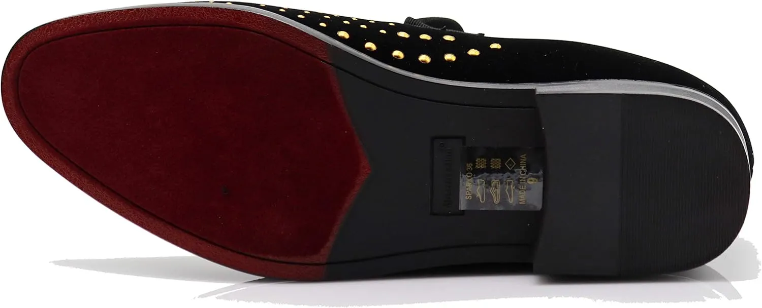 SPK26 Men's Vintage Velvet Rhinestone Designer Dress Loafers Slip On Shoes Classic Tuxedo Dress Shoes