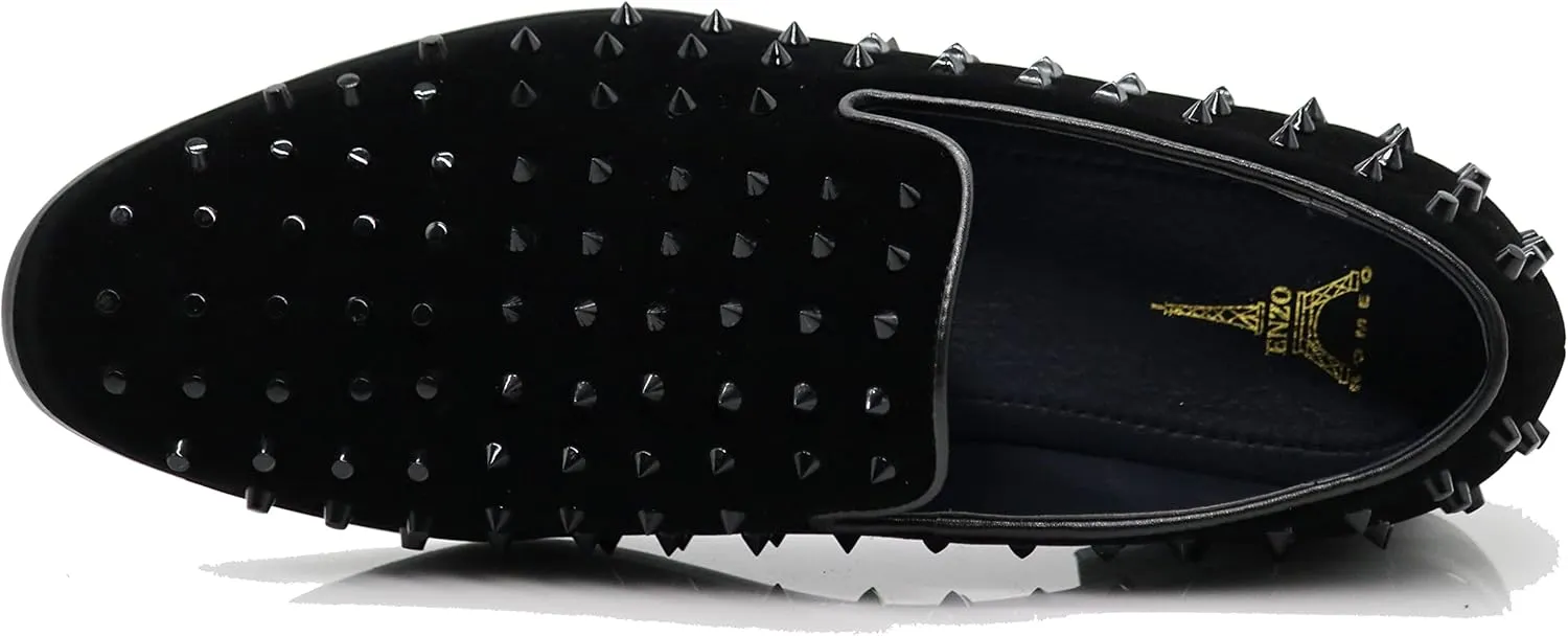 SPK26 Men's Vintage Velvet Rhinestone Designer Dress Loafers Slip On Shoes Classic Tuxedo Dress Shoes