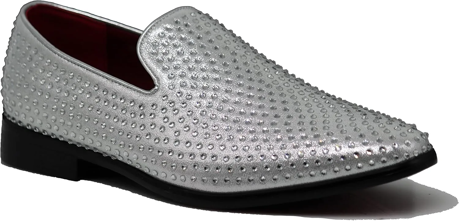 SPK26 Men's Vintage Velvet Rhinestone Designer Dress Loafers Slip On Shoes Classic Tuxedo Dress Shoes