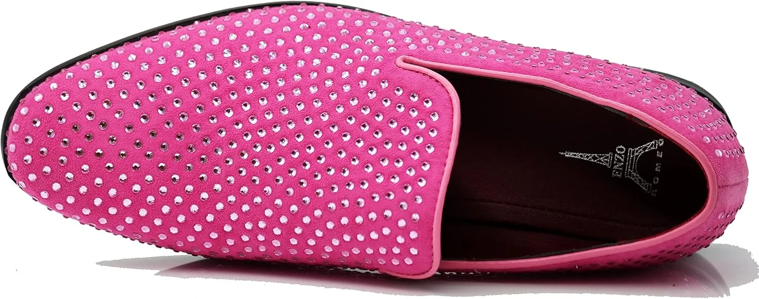 SPK26 Men's Vintage Velvet Rhinestone Designer Dress Loafers Slip On Shoes Classic Tuxedo Dress Shoes