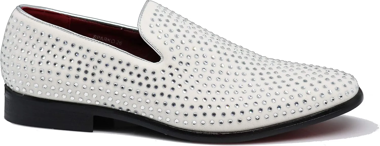 SPK26 Men's Vintage Velvet Rhinestone Designer Dress Loafers Slip On Shoes Classic Tuxedo Dress Shoes