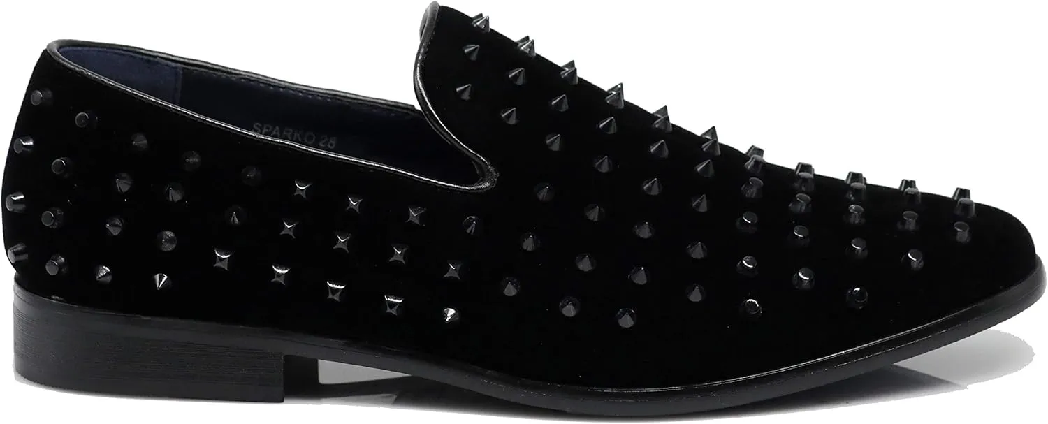 SPK26 Men's Vintage Velvet Rhinestone Designer Dress Loafers Slip On Shoes Classic Tuxedo Dress Shoes