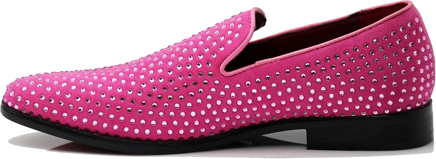 SPK26 Men's Vintage Velvet Rhinestone Designer Dress Loafers Slip On Shoes Classic Tuxedo Dress Shoes