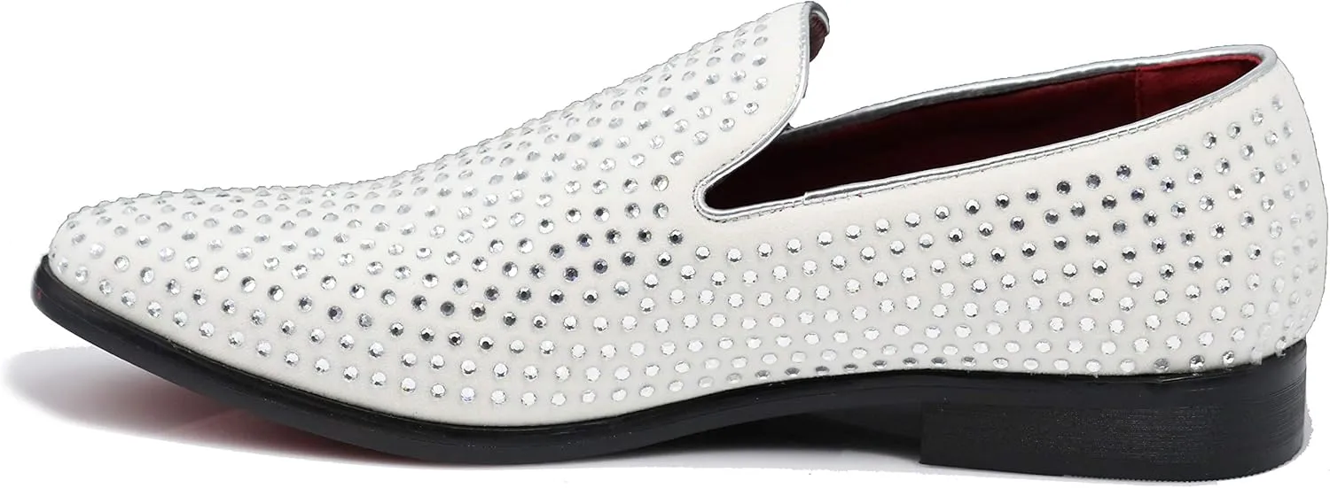 SPK26 Men's Vintage Velvet Rhinestone Designer Dress Loafers Slip On Shoes Classic Tuxedo Dress Shoes