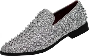 SPK70 Men's Vintage Spike Dress Loafers Slip On Fashion Shoes Classic Tuxedo Dress Shoes