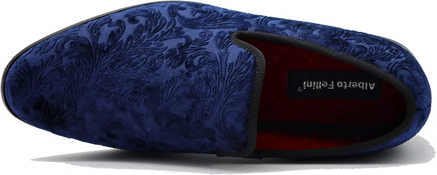 SPT03 Men's Vintage Plain Velvet Dress Loafers Slip On Shoes Classic Tuxedo Dress Shoes